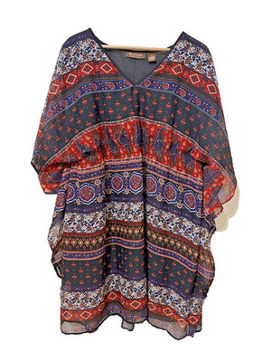 Womans Boho Tunic Top Size 1X Western Hippie Festival Cowboy Beachy Travel