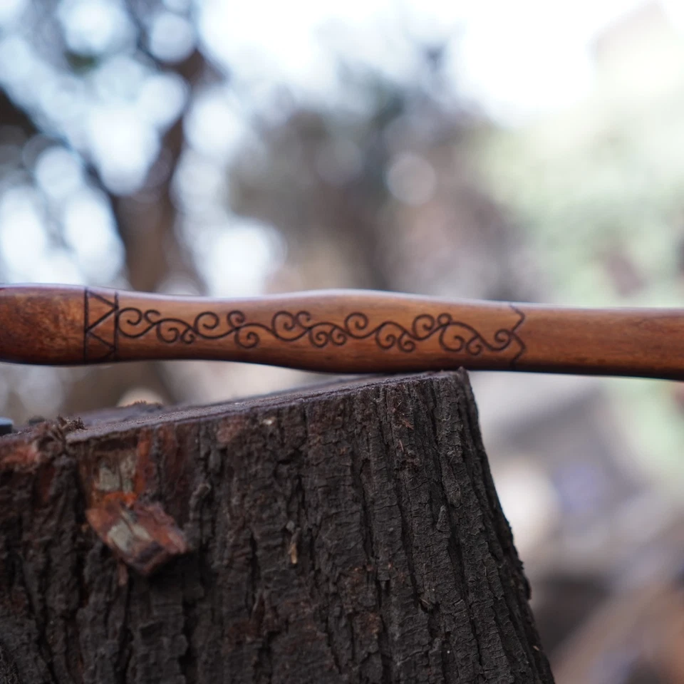 Custom Handmade Damascus Steel Ball Peen Hammer with Engraved Wooden Handle - Image 4 of 4