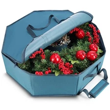 Hearth & Harbor 36" Hard Shell Christmas Wreath Storage Container Organizer Bag