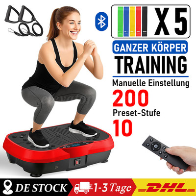 3D Vibrationsplatte Vibrationsgerät mit Trainingsbändern, 200 Stufen, bis 150kg