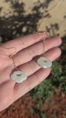 Ethereal Hotan White Jade ''Prosperity Lock'' Dangle Earrings | Elegant & Delicate