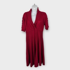 Classic Red Jones New York Sweater Dress Medium Shawl Collar Knit