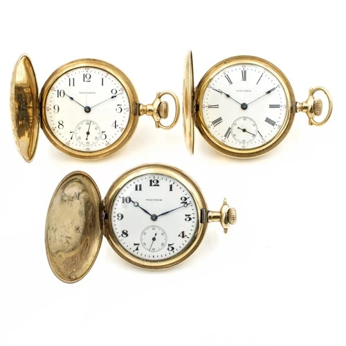 Antique Waltham 12-16s 15-17j Hunter Case Mens Pocket Watch Lot of 3 #WB4075-3