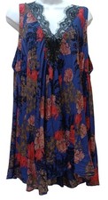 Intimately Free People "So You Say" Lace Floral Slip Dress Womens M Cobalt Boho