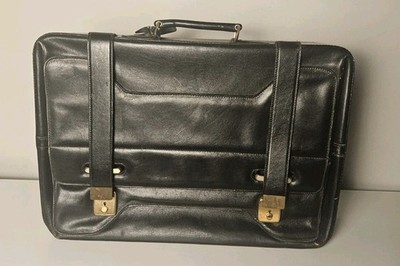 Vintage Principe Black Leather Briefcase Mens VTG Buisness Bag Suitcase