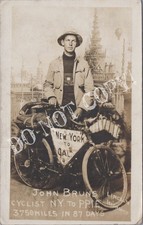 RPPC-Cyclist-Bicycle-Cross Country-John Bruns-Lincoln Highway-Real Photo