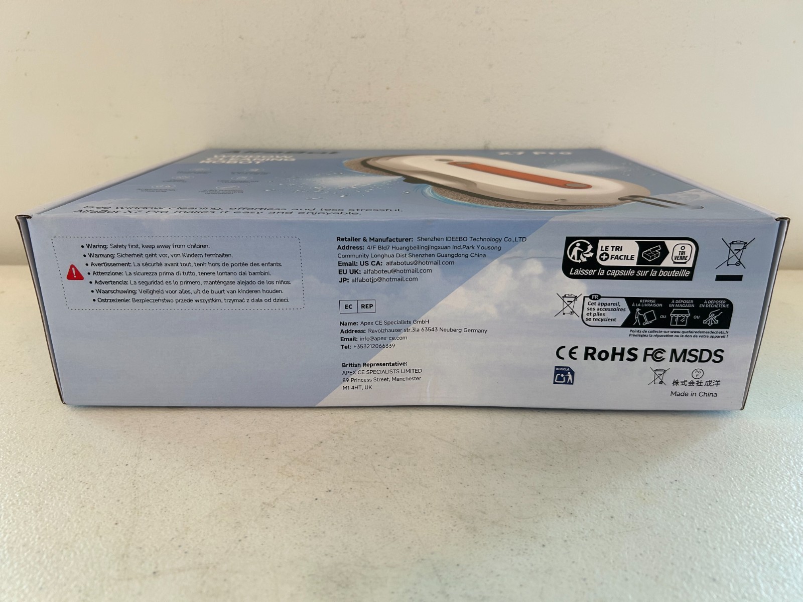 AlfaBot X7 Pro Robot Electric Window Cleaning Robot Tool W/ Dual Water Spray 65W