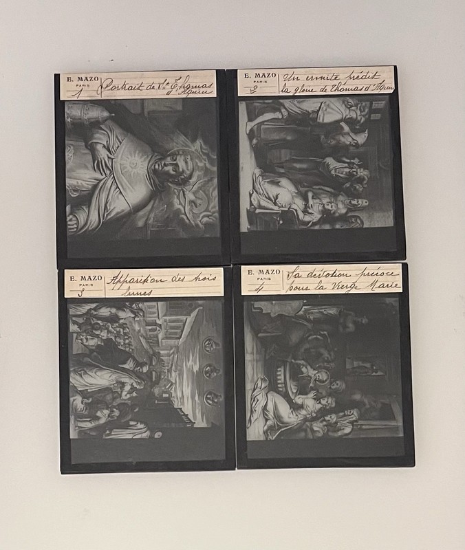 Saint Thomas Aquinas Paris Magic Lantern Glass Slides Complete Story - Lot of 30
