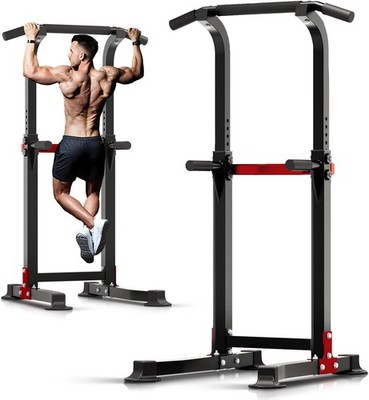 Pull Up Bar Dip Bar Squat Rack Workout Dip Station Height Adjustable Free
