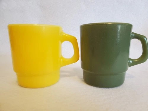 Fire King Anchor Hocking Coffee Cup Mugs 2 Pc Lot