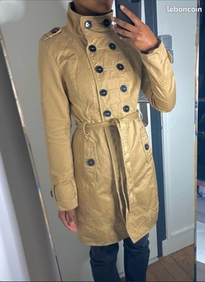 Camel Midi Long Trench Mantel mit Knöpfen Größe S/36 Ella & Moi Collection