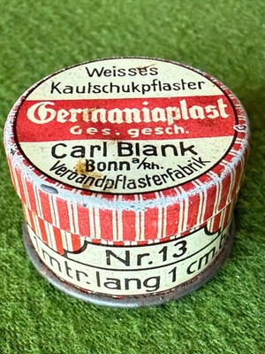Germaniaplast Blechdose Nr. 13 Carl Blank Bonn  2,7 cm, 1,8 cm hoch Sammlerstück
