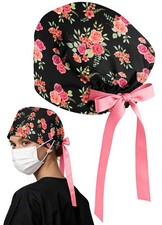 100 Cotton Unisex TieBack Surgical Scrub Cap With Buttons  Sweatband