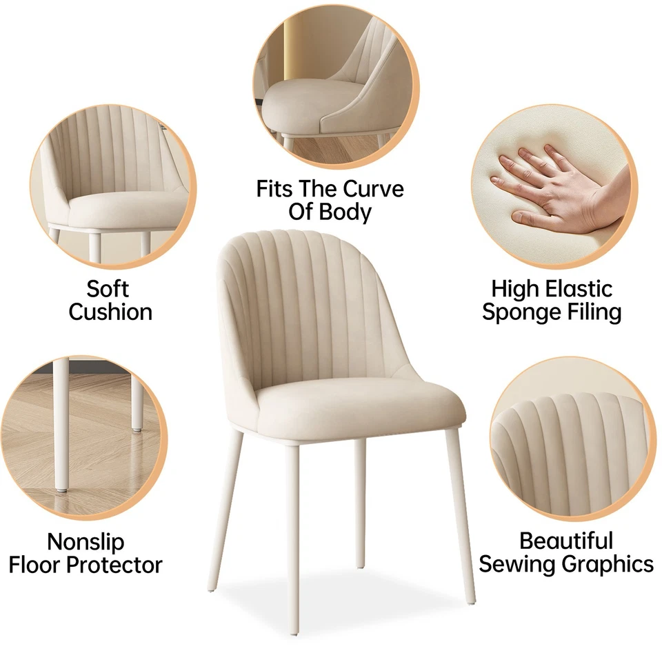 Conjunto de 2 cadeiras de jantar modernas de cozinha para sala de jantar sala de estar branca - Imagem 3 de 4