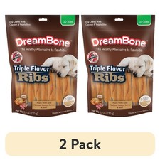 Rawhide-Free Triple Flavor Dog Chews with Real Peanut Butter 10 Count 2 Pack