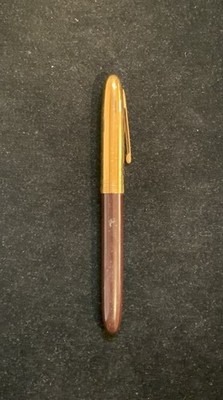 Vintage Moore Brown Plastic With Fine Ridium Tip Nib Pen Brass Cap