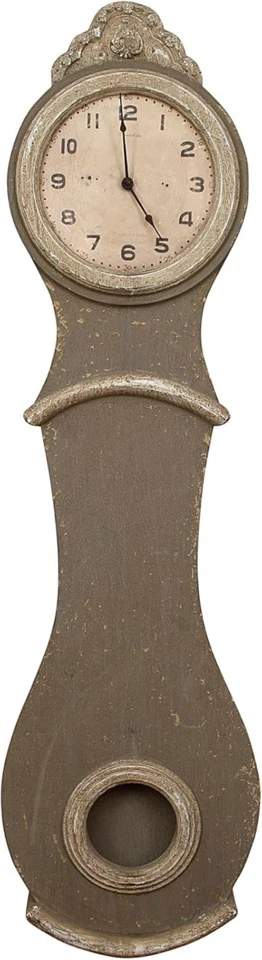 Vintage-Inspired Silent Grandfather Wall Clock - 52" Distressed Grey Wood Design - Image 3 of 4