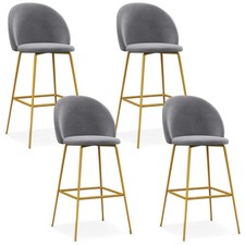 Bar Stools Set of 4 with Curved Backs and Padded Seats