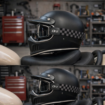 Vintage Full-Face Motorcycle Helmet - Retro Chopper Moto Helmet