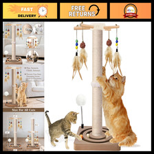 33" Tall Cat Scratching Post - Sisal Cat Tree Tower for Large Cats, 2 Mounting O