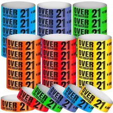 600 Pcs Over 21 Wristbands Paper Colored Bracelet Identification Wristbands