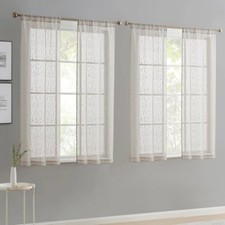 Modern Geometric Rod Pocket Sheer Curtain Panel Set of 4 100 Polyester Shade