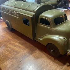 Vintage Hubley Kiddie Toy No. 504 Bell Telephone Truck With Winch Made In U.S.A.