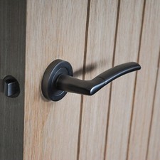 ONYX IOS Lever on Rose Door Handle in Gunmetal or Matt Black Finish