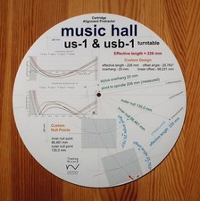 Music Hall US-1/USB-1 Custom Designed Tonearm Cartridge Alignment Protractor