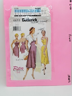 1950 ladies dresses 1950's Dress Retro Sz: 6-10 sleeveless dress with Bolero Butterick #6633 2-in-1 wedding dress