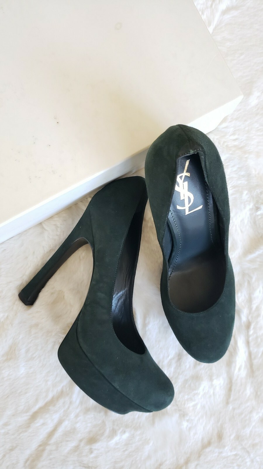 Decolte Yves Saint Laurent verde foresta scamosciate taglia 41