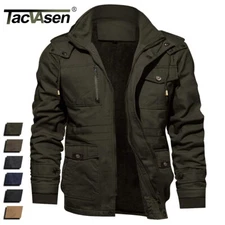 Tacvasen Men's Winter Thermal Fleece Lined Coat Work Jacket Casual Hooded Coats