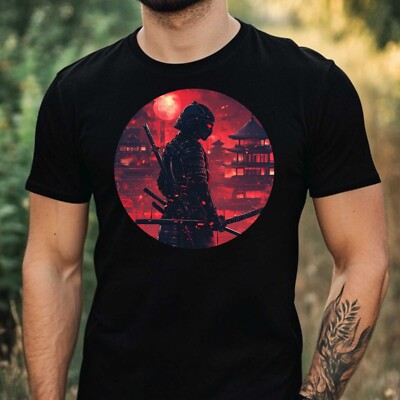 Herren T-Shirt Samurai Cyberpunk Motiv Baumwolle Größe XS bis 5XL