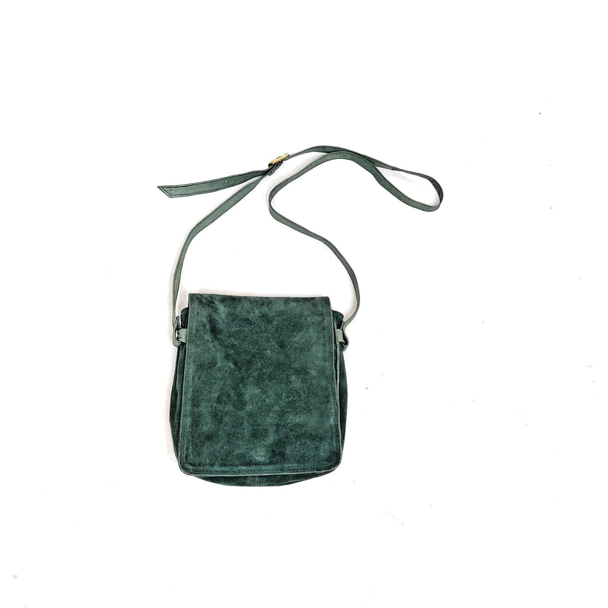 Vintage Barganza Suede Saddle Crossbody Bag Green