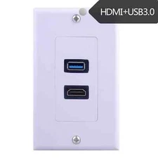 USB HDMI Outlet Wall Plate - USB 3.0 Charger & HDMI Port Receptacle Face Cover