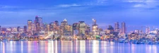 Seattle Cityscape At Night Water Reflection Panoramic Photo Print Poster 36x12