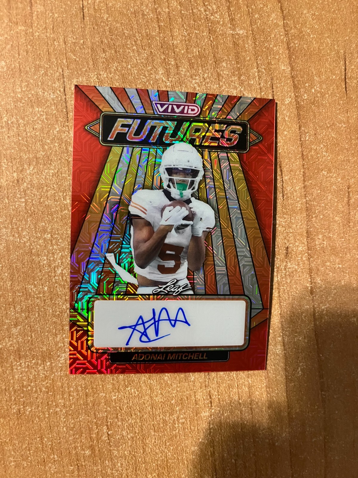 Adonai Mitchell Leaf Vivid Futures Autographs #VFAM1 Red