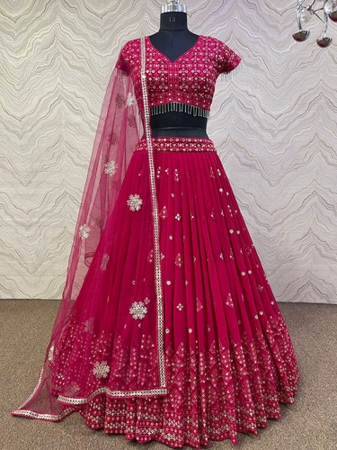 INDIAN STYLE GEORGETTE LEHENGA CHOLI WITH DUPATTA FOR RECEPTION AND PARTY WEAR - Picture 5 of 8