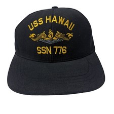 Vtg USS HAWAII SNN 776 Hat US Navy Submarine Military Wool Cap Leather Strapback