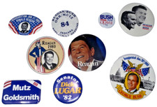 Lot of 9 Vintage Republican Political Pins 1980's Regan Bush Lugar Orr Mutz