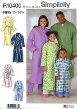 Simplicity R10400 EASY Robes for Men, Women & Kids Sz XS-XL UNCUT Pattern 1562