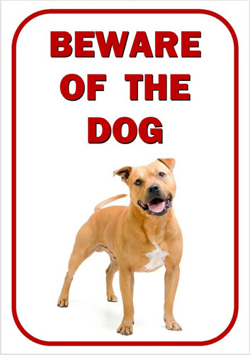 BEWARE OF THE DOG - STAFFORDSHIRE BULL TERRIER WARNING *NEW LAMINATED DOG SIGN* - Picture 1 of 1