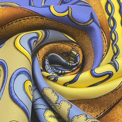 Auth Hermes Carré 90 Festival Yellow x Multicolor Silk Scarf W/Box BA050324 - Imagen 17 de 19