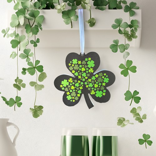 St. Patricks Day Decorations Shamrock Ornaments 4pc Set, PVC, Irish Decor - Picture 3 of 8