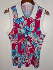 Tommy Bahama Women's XL Sleeveless Top Golf Tennis Tropical Floral Top 1/4 Zip