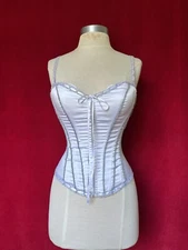Cinema Vintage White & Grey Silver Silk/Satin Corset