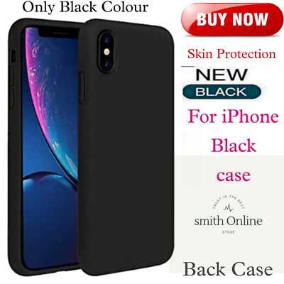 Schwarze Hülle für iPhone 15 13 12 11 Pro Max XS X 8 7 Stoßfest Silikon Cover