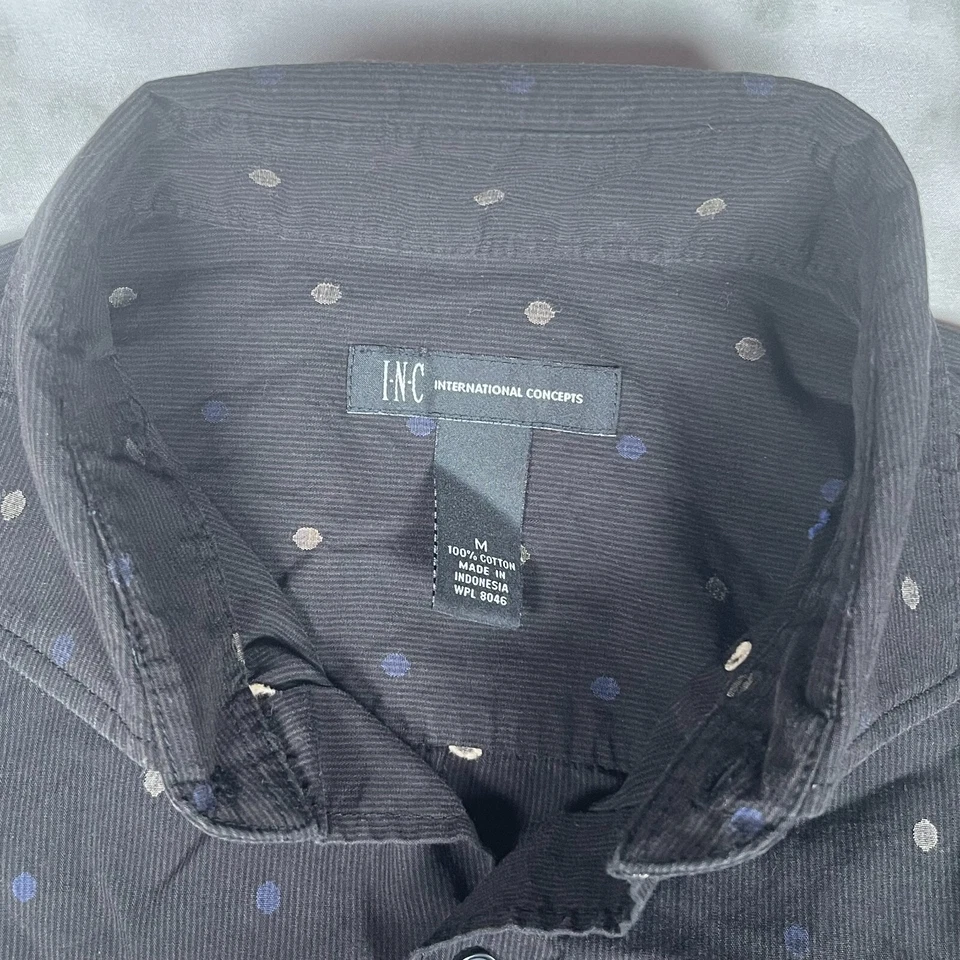 Camisa de vestir INC para hombre punteada calce ajustado manga larga negra talla M de EE. UU. Foto 4 de 4