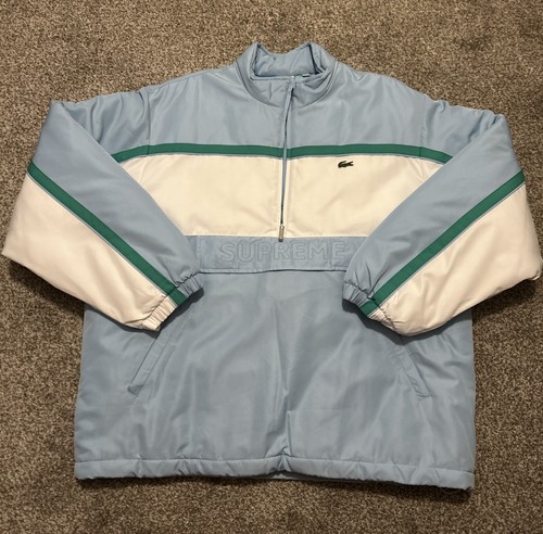 Size XL- Supreme LACOSTE Jacket Puffy Half Zip Pullover Light Blue