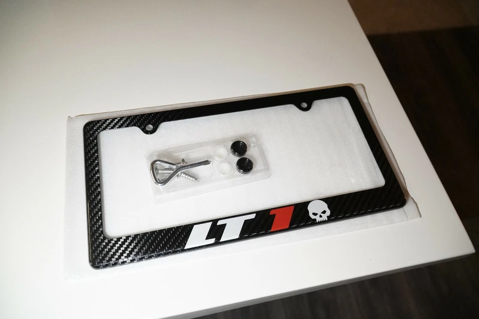 Camaro/Corvette LT1 100 % fibra de carbono marco de matrícula calavera reflectante Foto 4 de 4